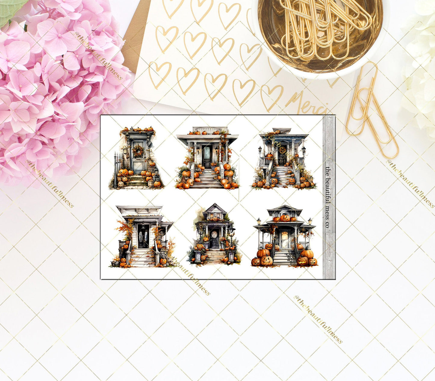 Halloween Houses Large Deco Stickers