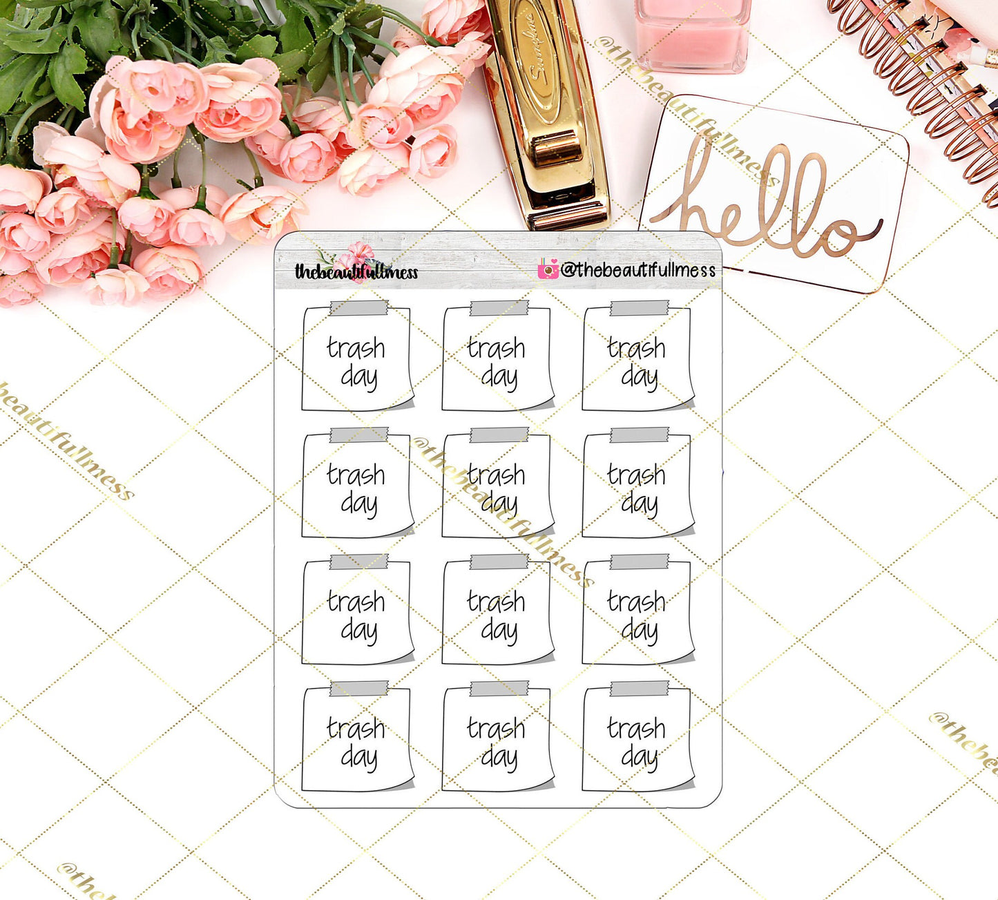 Trash Day Sticky Notes Stickers