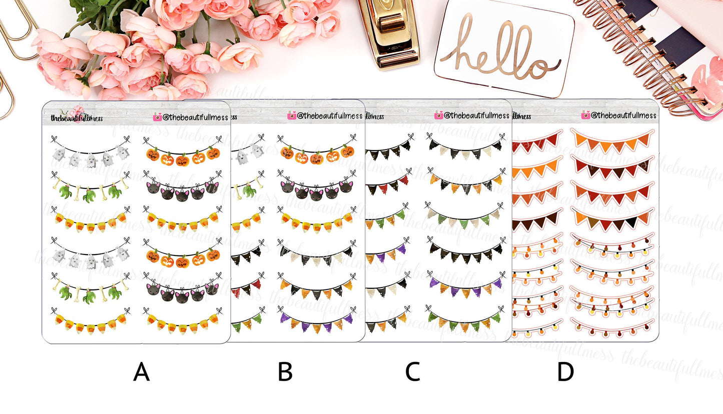 Halloween & Fall Bunting Planner Stickers