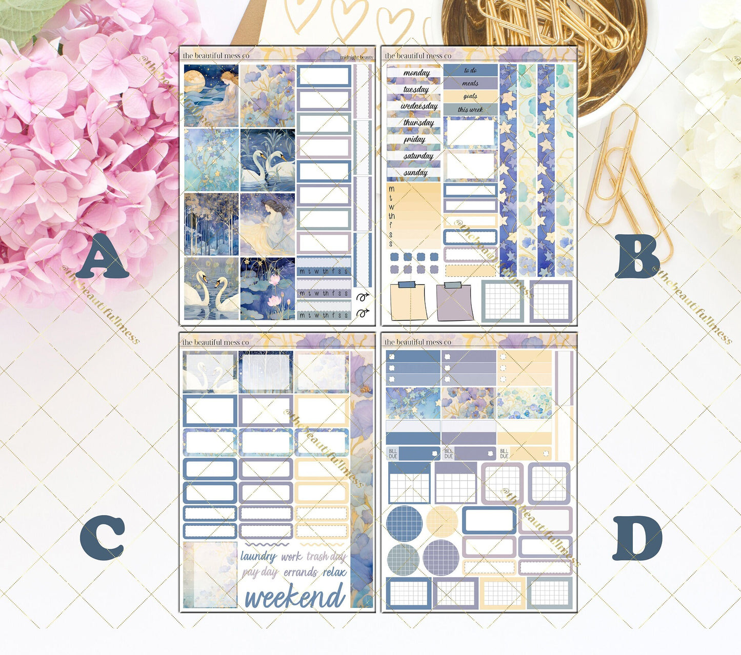 Midnight Beauty Planner Stickers / Hobonichi Cousins