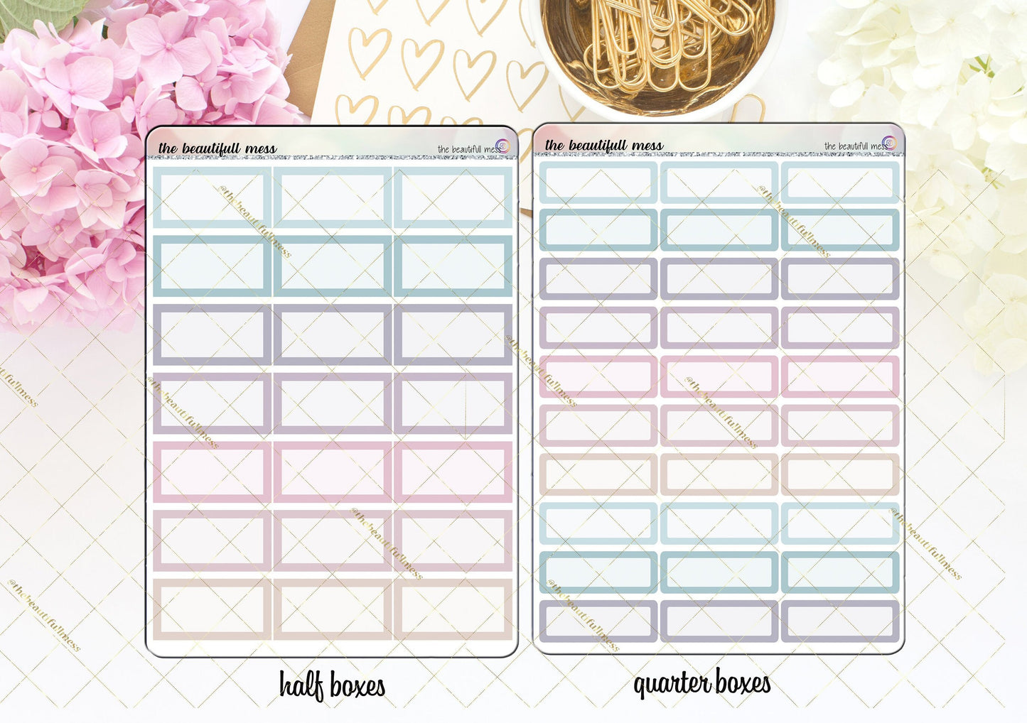 Pastel Half Boxes or Quarter Boxes Stickers