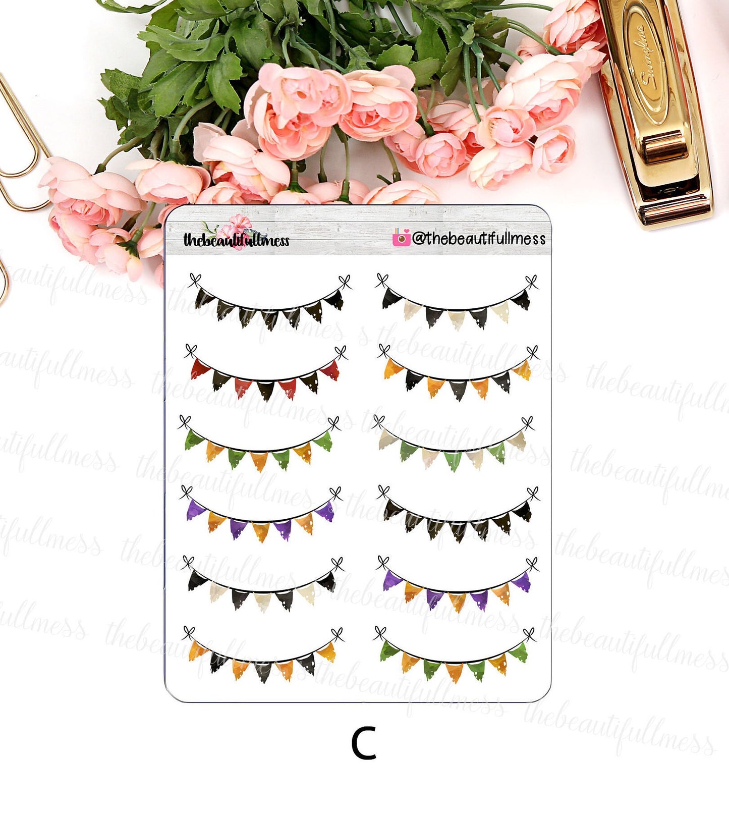 Halloween & Fall Bunting Planner Stickers