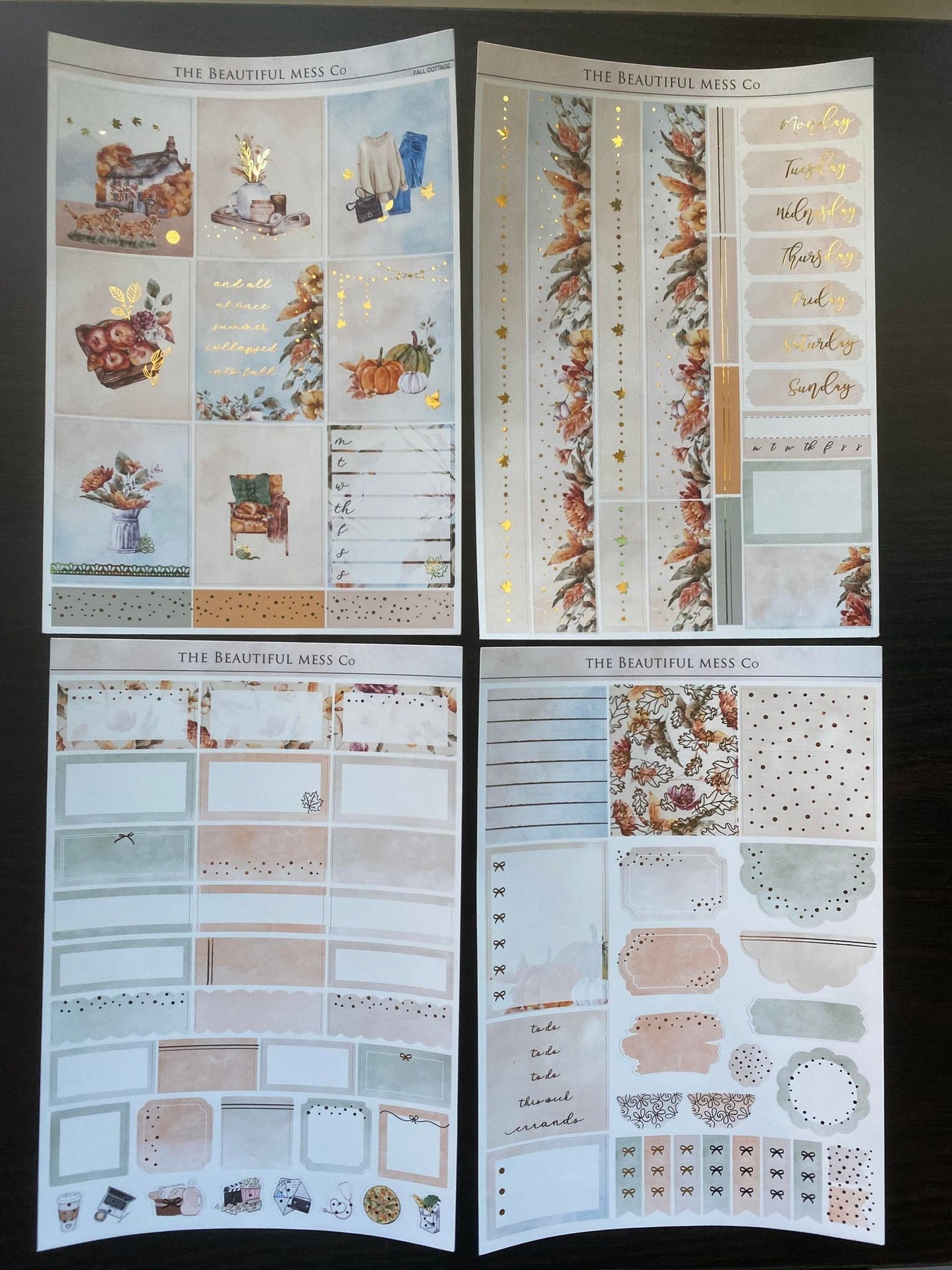 Fall Cottage FOILED Vertical Weekly Kit