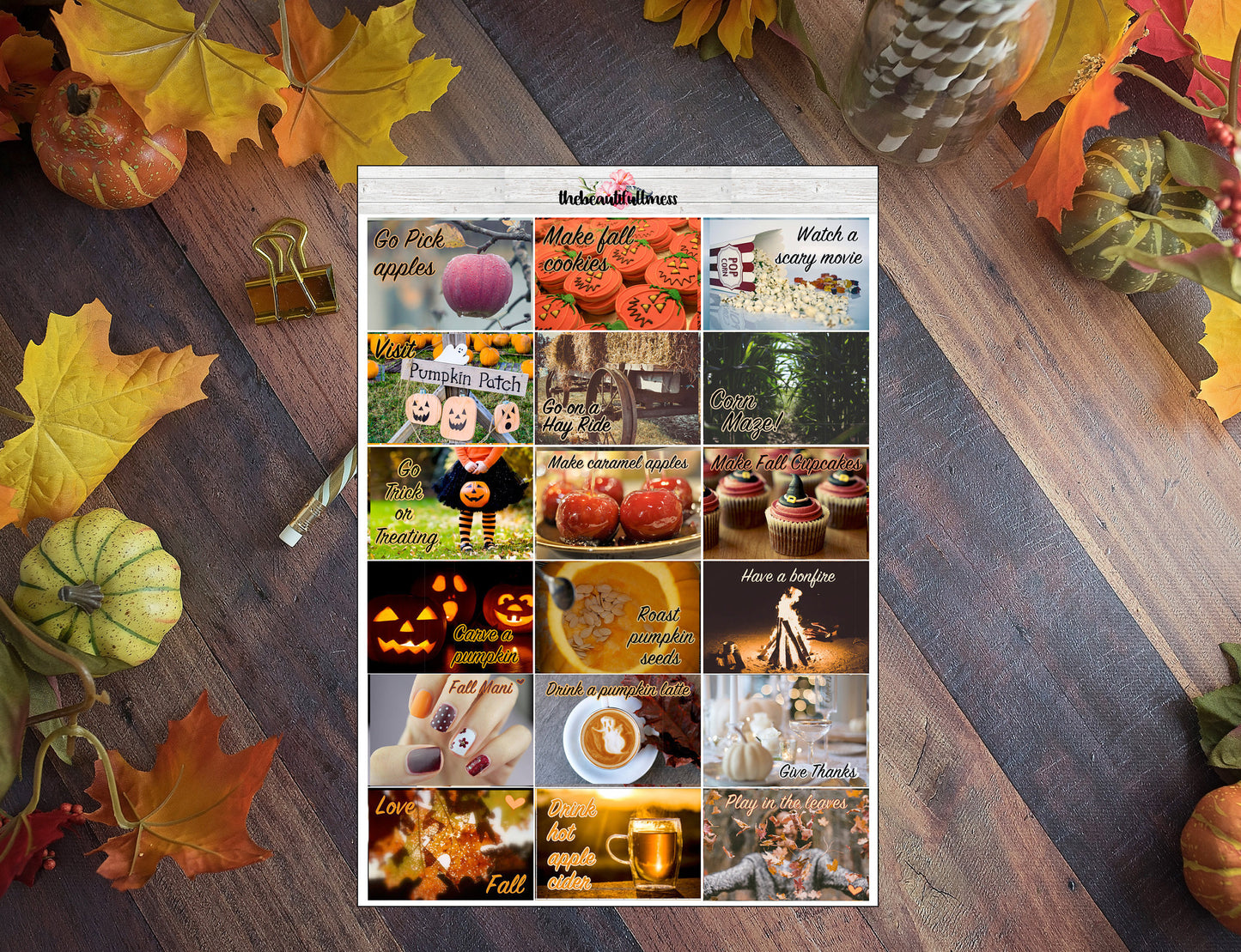 Fall Bucket list stickers
