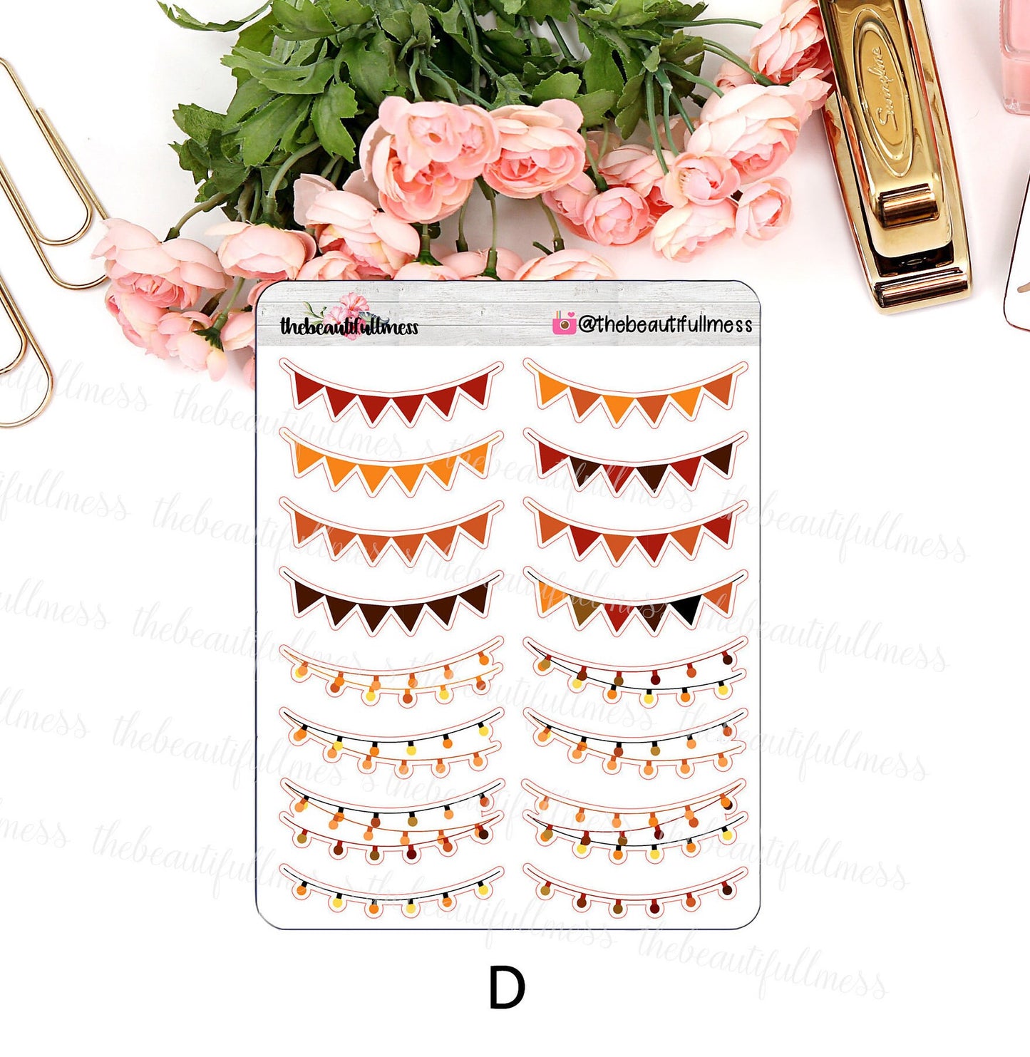 Halloween & Fall Bunting Planner Stickers