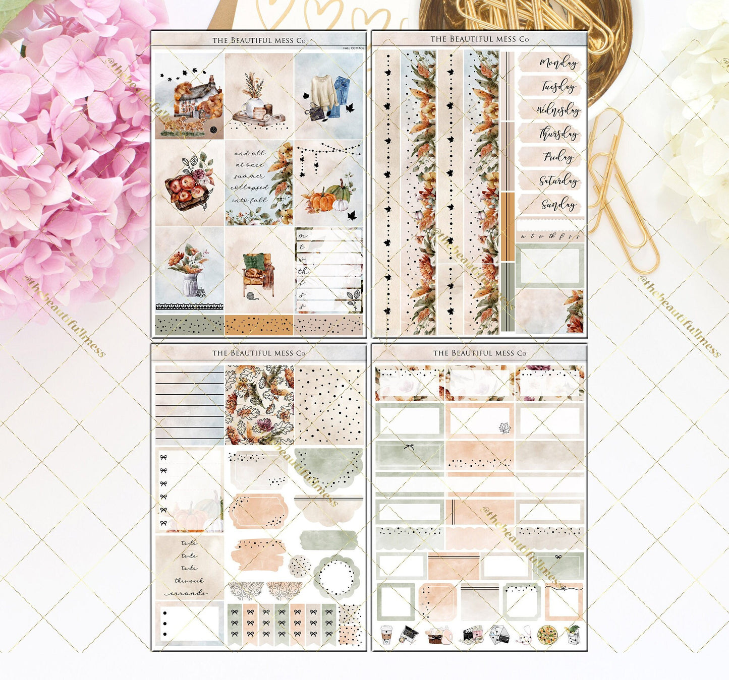 Fall Cottage FOILED Vertical Weekly Kit