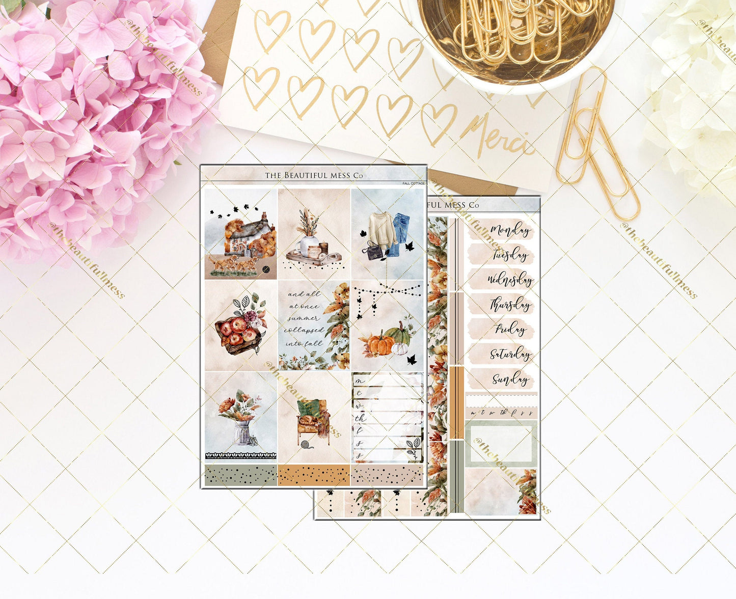 Fall Cottage FOILED Vertical Weekly Kit