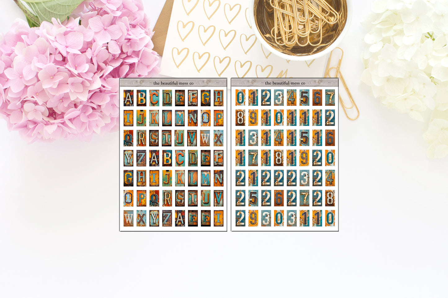 Vintage Letter and Numbers Deco Stickers