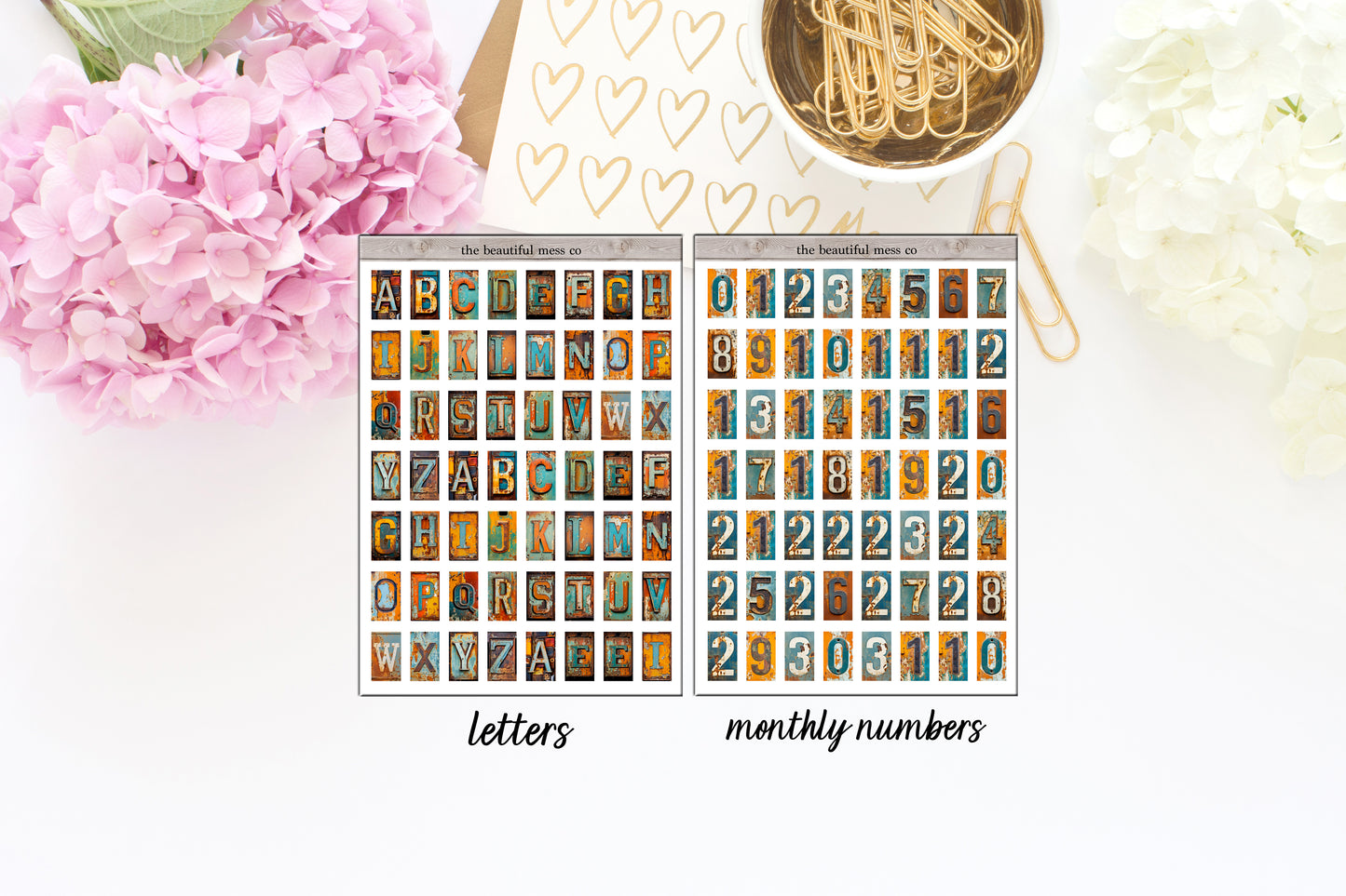 Vintage Letter and Numbers Deco Stickers