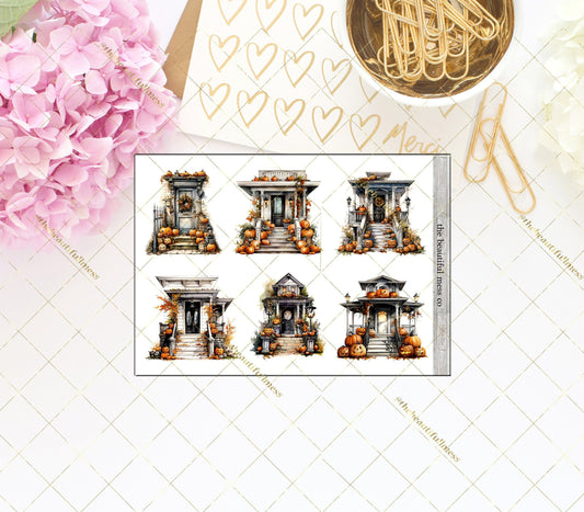 Halloween Houses Large Deco Stickers