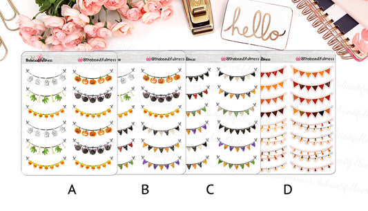 Halloween & Fall Bunting Planner Stickers