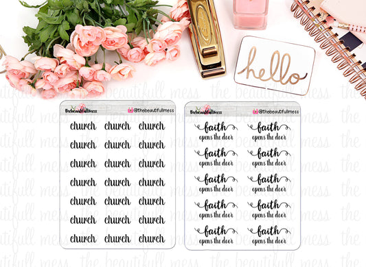 Church or Faith Script Stickers