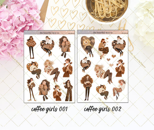 Coffee Girls 001 & 002 Large Deco Stickers