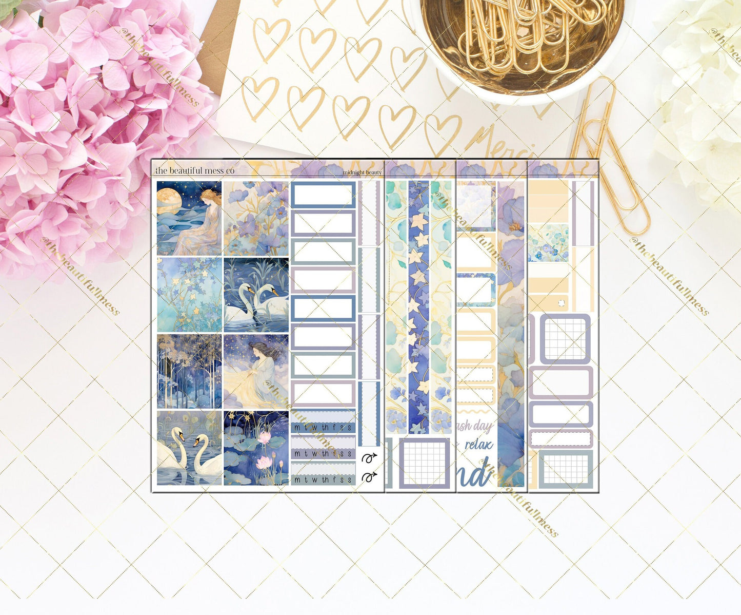 Midnight Beauty Planner Stickers /  Hobonichi Cousins