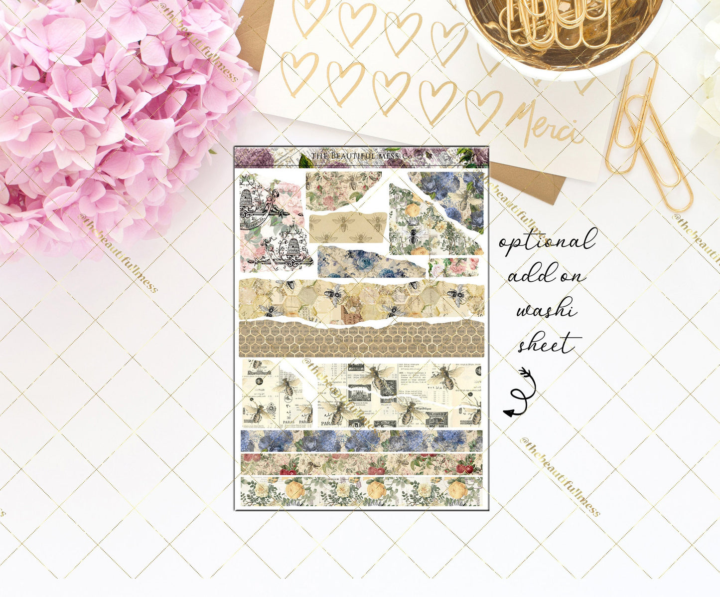 Bee Hive Washi Torn Paper Deco