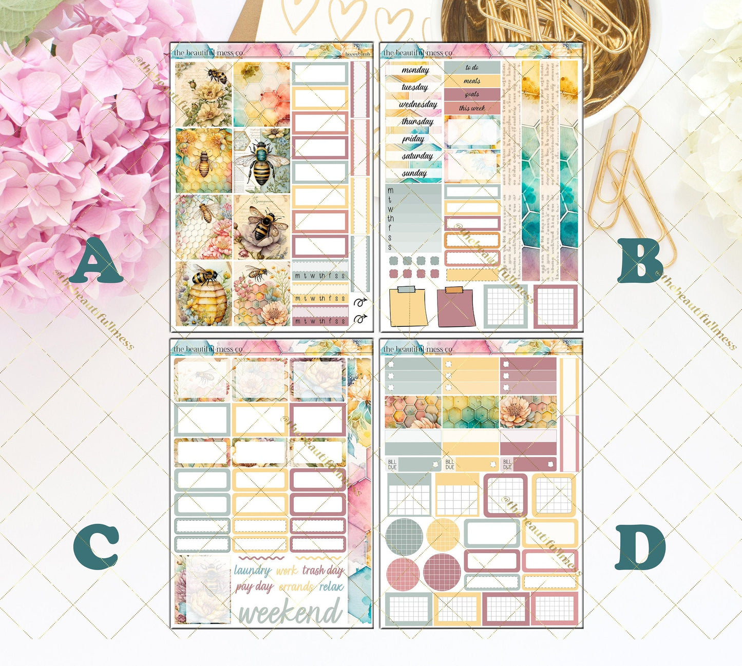 Honeycomb Planner Stickers /  Hobonichi Cousins