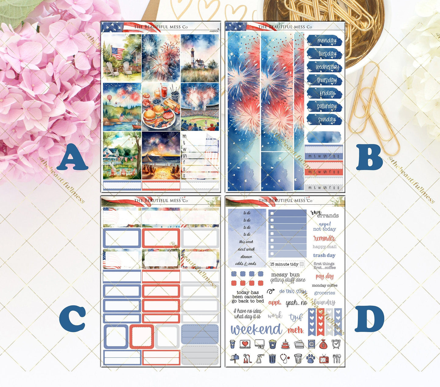 America Planner Vertical Weekly Stickers