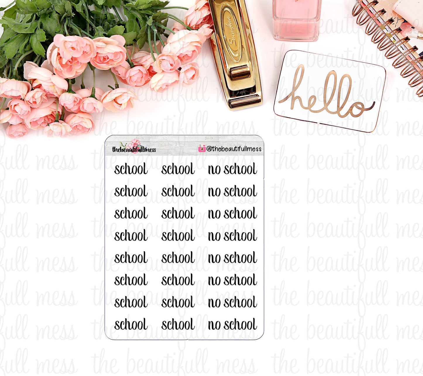 School / No School Script Stickers