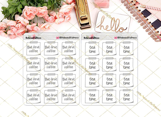 But First Coffee or Tea Time Sticky Notes Stickers