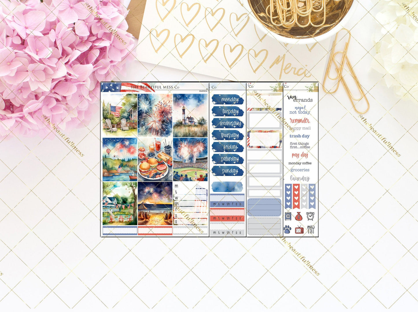 America Planner Vertical Weekly Stickers