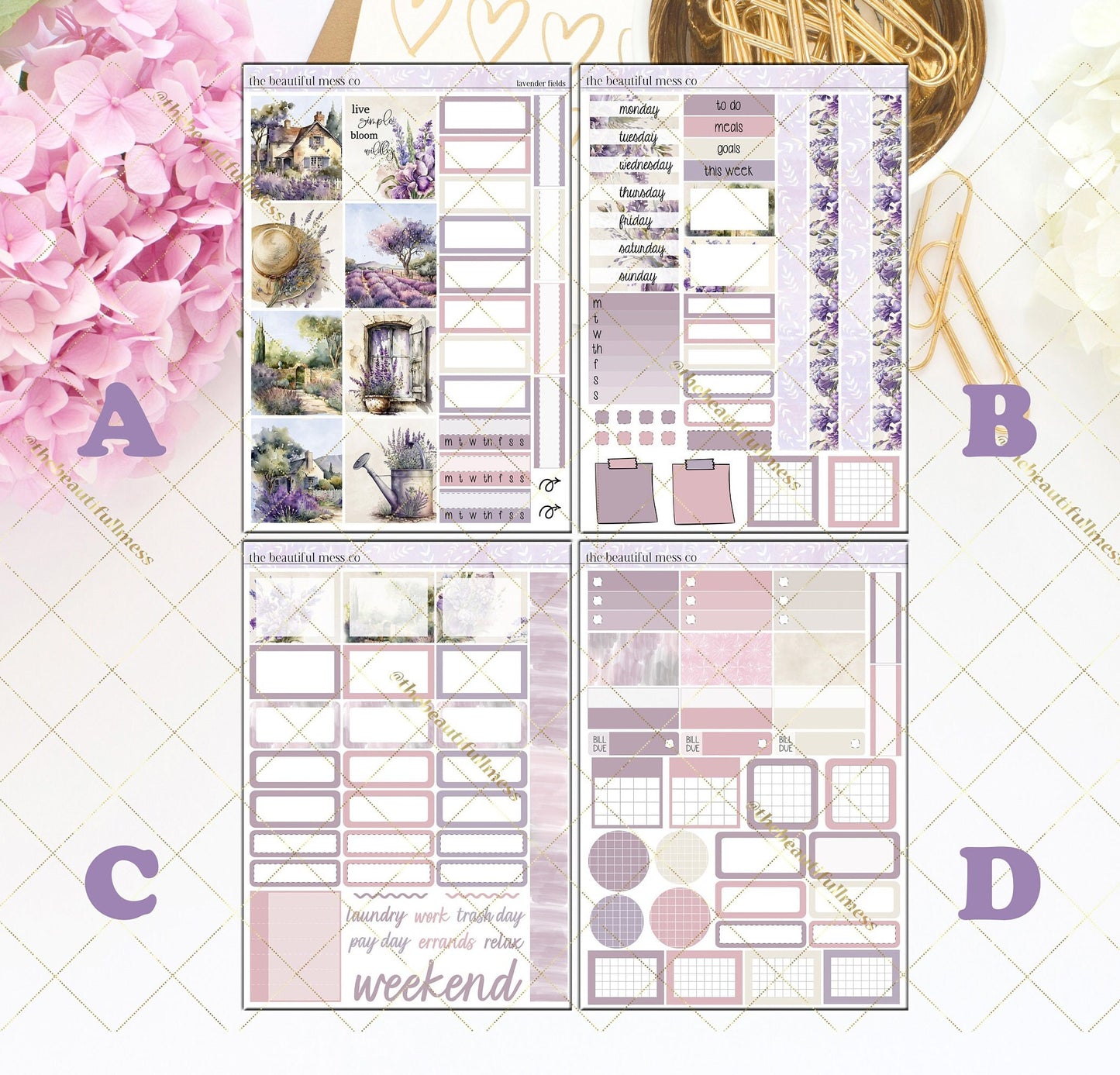 Lavender Fields Planner Stickers /  Hobonichi Cousins