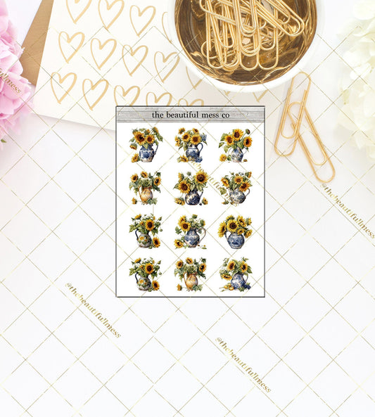Sunflower Vase Deco Stickers
