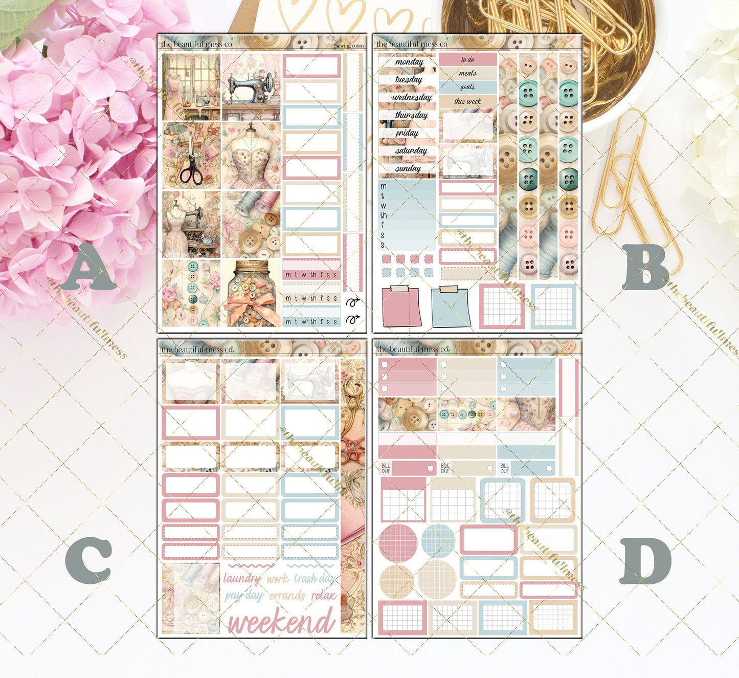 Sewing Room Planner Stickers /  Hobonichi Cousins