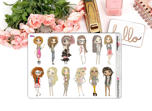 Sassy Fashion Girls Planner Stickers