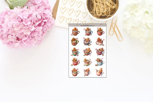 Gingerbread Coffee Large Deco Journaling Stickers
