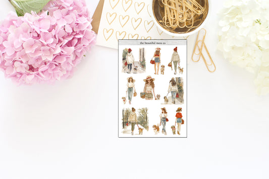 Girls Walking Dog Deco