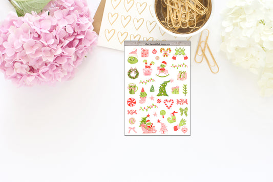 Green Guy Christmas Large Deco Stickers