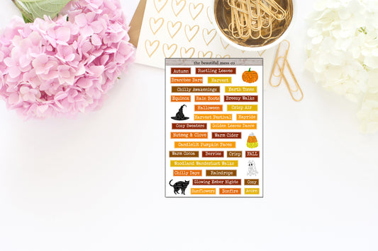 Halloween Fall Word Labels Deco Stickers